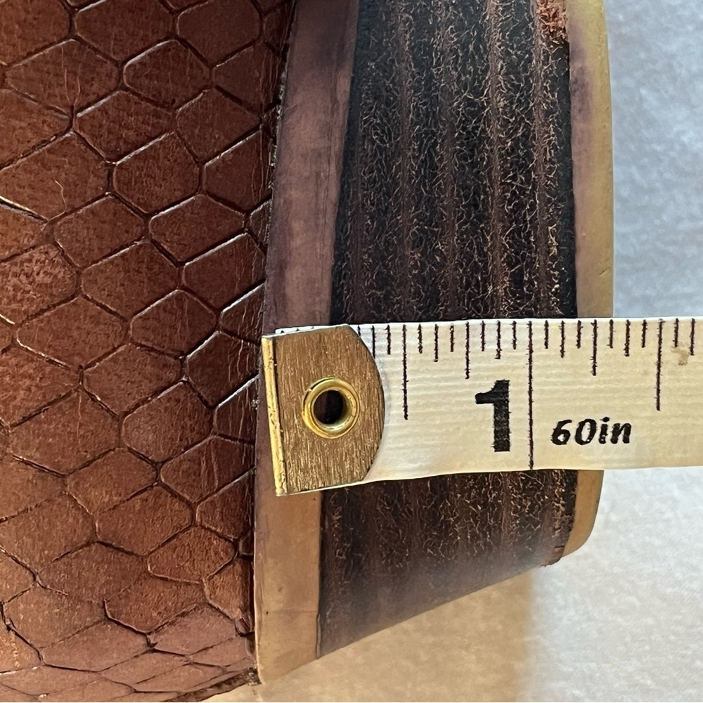 Lucky Brand Basel Roasted Leather Ankle Bootie Boot Faux Snake Brown Sz 8.5M GUC - Picture 11 of 11